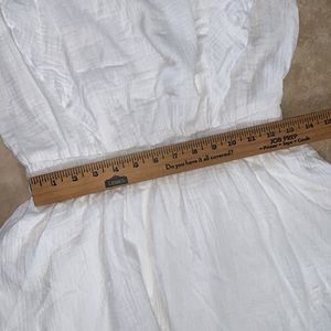 NWOT Affection White Gauze layer tier ruffle mini dress sz L - on trend!